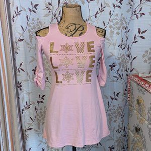 Jenna&Jessie, Pink Cold Shoulder. Size: 8